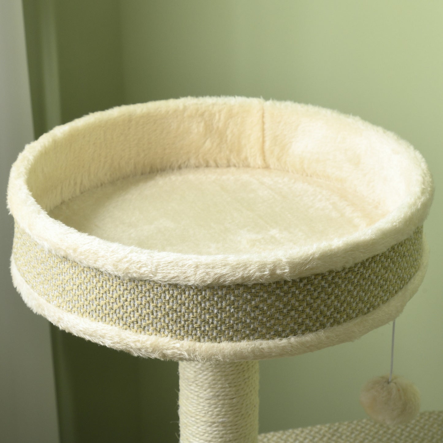 Krabpaal – Kattenkrabmeubel – Kattenboom – Krabton – Kattenhuis – Met Kattenholte en Hangmat – 124 cm Hoog – Natuurlijk Sisaltouw & Pluche Ligplaatsen