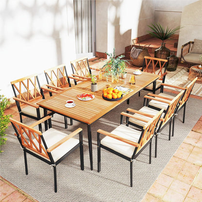 Tuintafel – Terrastafel – Loungeset Tafel – Buiten Tafel – Acaciahouten Tafel – 200 x 90 cm – Met Parasolgat
