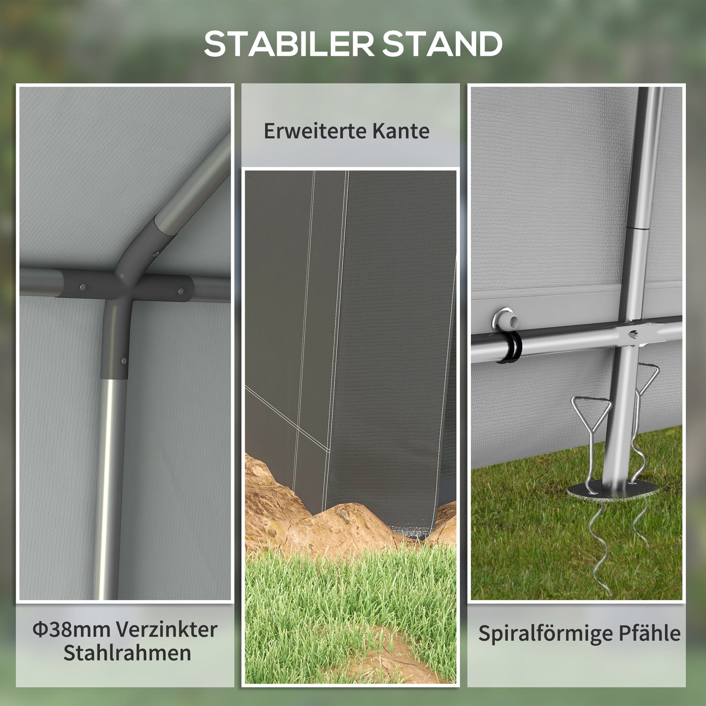 Weerbestendige Tuinkas – Kweektent – Plantenkas – Groeitent – Serre – Donkergrijs – Stevig Staalframe – UV- En Waterbestendige Hoes – Ventilatieraam – 210x360x235 cm
