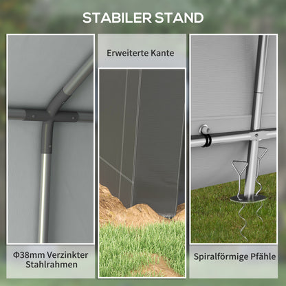 Weerbestendige Tuinkas – Kweektent – Plantenkas – Groeitent – Serre – Donkergrijs – Stevig Staalframe – UV- En Waterbestendige Hoes – Ventilatieraam – 210x360x235 cm