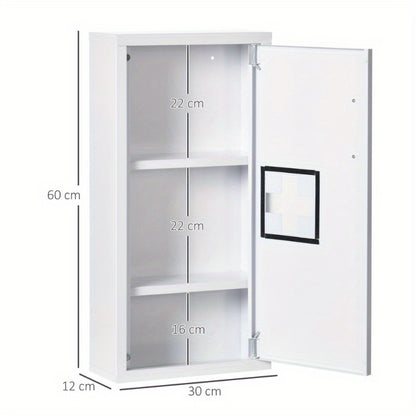 Medicijnkast – Medicijnkastje – Eerste Hulp Kast – Medicijn Opberger – Badkamerkast – Magnetische Sluiting – Metaal – 40x15x53,5 cm – Wandmontage – Compact