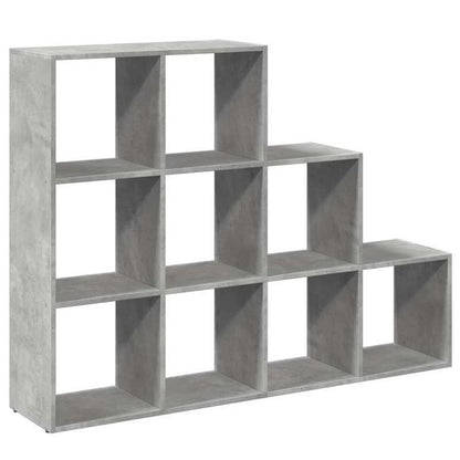 Roomdivider – Kamerscherm – Scheidingswand – Ruimteverdeler – Boekenkast – Betongrijs – 3 Niveaus – MDF en Hout