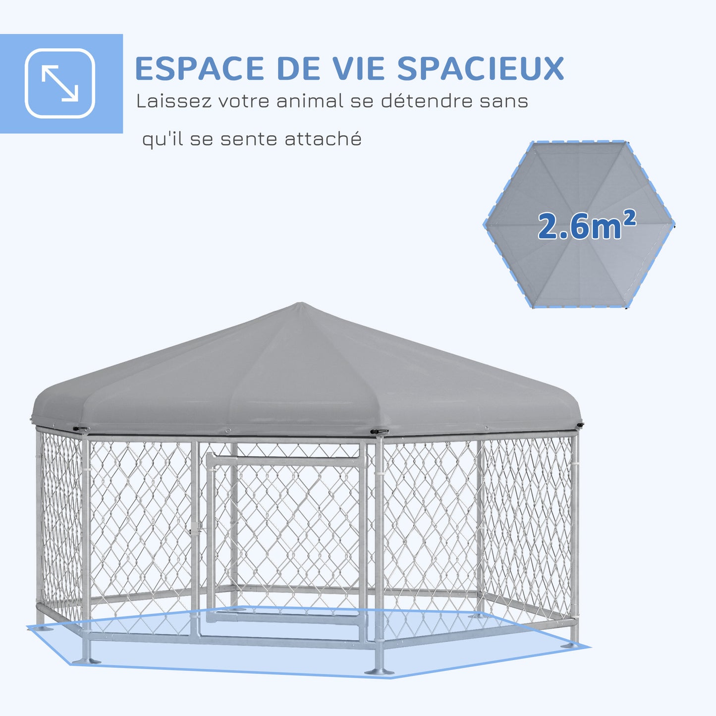 Buitenkennel Hond – Hondenren – Hondenverblijf – Hondenhok – Buitenren – Waterafstotend Oxford-Dak – Gegalvaniseerd Stalen Frame