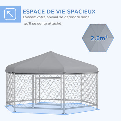 Buitenkennel Hond – Hondenren – Hondenverblijf – Hondenhok – Buitenren – Waterafstotend Oxford-Dak – Gegalvaniseerd Stalen Frame