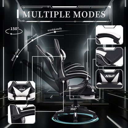 Gamingstoel – Gamestoel – Gaming Chair – Game Stoel – Bureaustoel – Verstelbare Zithoogte – Ergonomische Lendensteun – Draaibare Hoofdsteun – Kunstleer – Groen
