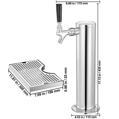 Bierkraan Toren – Bierkoeler – Biertap – Tapinstallatie – Kegerator – RVS 304 Staal – Duale Drukmeter W21.8