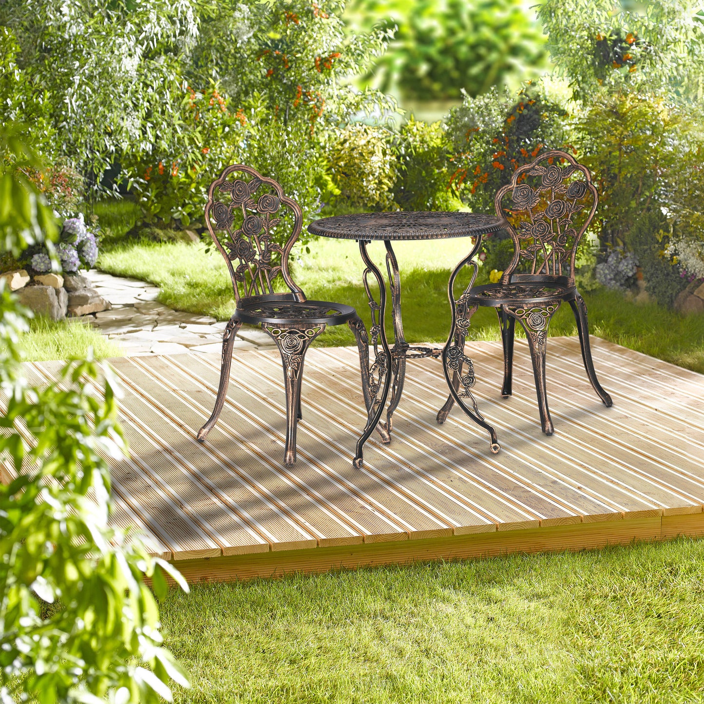 3-delige Tuinset – Bistroset – Buitenmeubelen – Balkonset – Terrasmeubel – Compact Formaat – Weerbestendig Aluminium