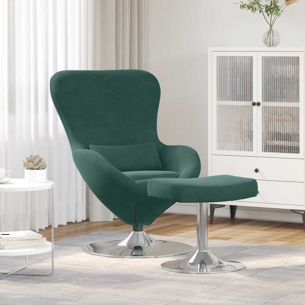 Draaifauteuil – Fauteuil – Relaxstoel – Zetel – Loungechair – Donkergroen Met Voetensteun – 360 Graden Draaibaar – Zachte Fluwelen Bekleding