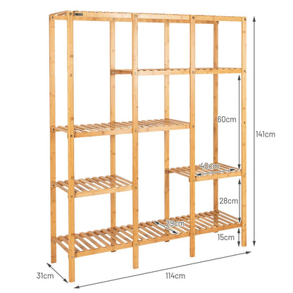 Plantenrek Bamboe – Plantenstandaard – Bloemenrek – Plantentrap – Plantenkast – 5 Lagen – Duurzaam & Weerbestendig – 141 x 31 cm