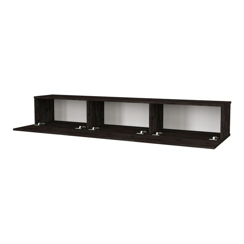 TV Meubel – TV Kast – TV Dressoir – Mediameubel – Hangend TV Meubel – Zwart & Eiken – 180x31x29,5 cm – 3 Opslagvakken