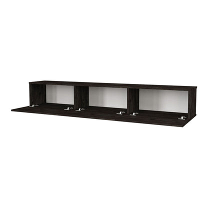 TV Meubel – TV Kast – TV Dressoir – Mediameubel – Hangend TV Meubel – Zwart & Eiken – 180x31x29,5 cm – 3 Opslagvakken