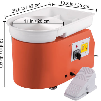 Pottenbakkersschijf – Draaischijf – Boetseerschijf – Pottenbakken – Klei maken – 28 cm Aluminiumlegering – 350W Met Voetpedaal En Afneembare Waterbak