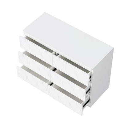 Ladekast – Kommode – Dressoir – Opbergkast – Kast – 6 Ruime Lades – Aardbevingsbestendig Ontwerp – Witte Lakafwerking – 68,58 cm Hoog – Moderne Golfpatroon