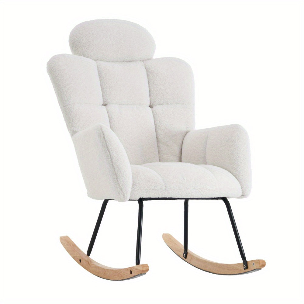 White Recliner Chair with Soft Teddy Bear Fabric & Tufted Design - Padded Seat, Solid Back Support, Easy Assembly, No Power Needed for Living Room & Bedroom Comfort, Recliner Chair, Bedroom Seating, Elegant Seating, Plush Cus