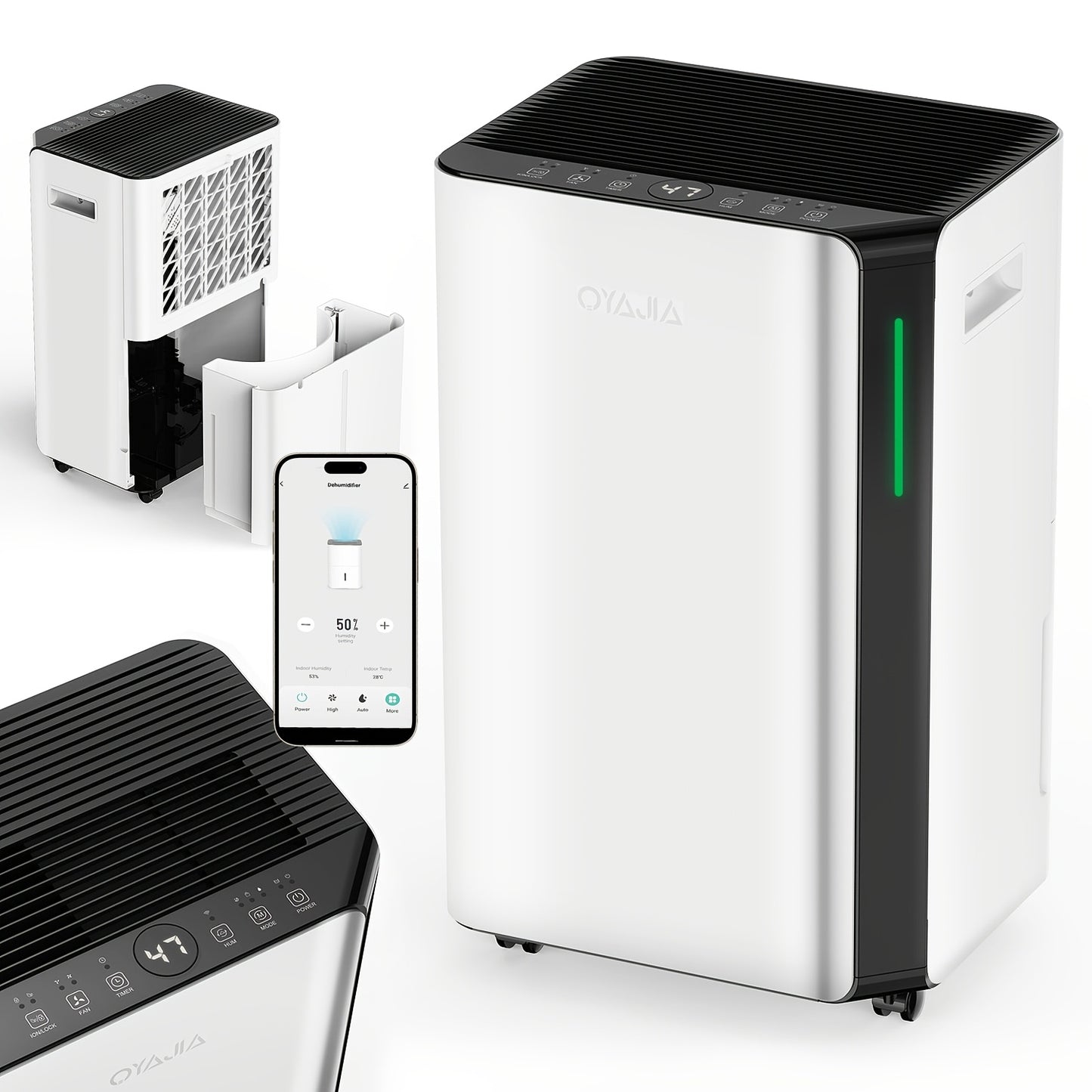 Luchtontvochtiger – Vochtvreter – Ontvochtiger – Vochtregulator – Aircoontvochtiger – 16 Liter Capaciteit – Stil & Energiezuinig – Wifi App Bediening – Digitaal Display – Wit – Slimme Vochtigheidsregeling – Continue Afvoer – Slaapstand