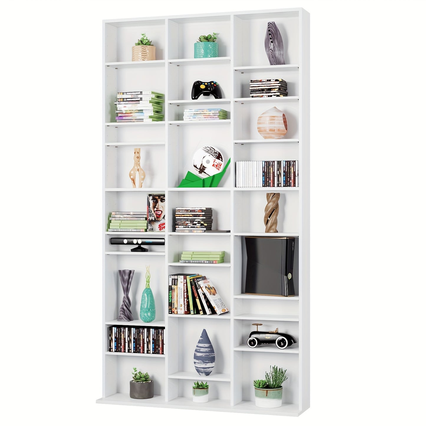 Witte Boekenkast – Boekenplank – Vakkenkast – Opbergrek – Wandkast – 27 Vakken – Duurzaam Hout – Vrijstaand – Groot Opbergvermogen – Modern Design