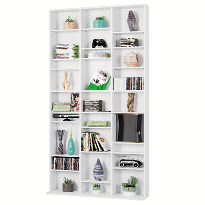 Witte Boekenkast – Boekenplank – Vakkenkast – Opbergrek – Wandkast – 27 Vakken – Duurzaam Hout – Vrijstaand – Groot Opbergvermogen – Modern Design