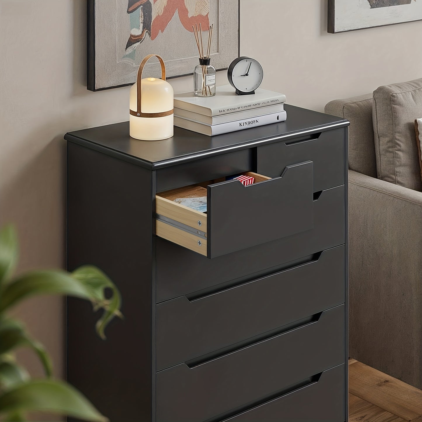 Opbergkast 6 Laden – Ladenkast – Vitrinekast – Dressoir – Sideboard – Zwart – Extra Stevig – Anti-Kantelbeveiliging