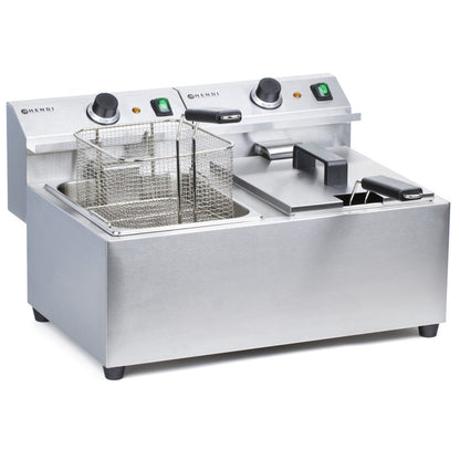 Friteuse – Frituurpan – Heteluchtfriteuse – Frietpan – Professionele Friteuse – 2 x 8 Liter Capaciteit – 7 kW Vermogen – Koude Zone Systeem