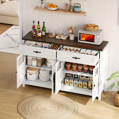 Dressoir – Buffetkast – Opbergkast – Sideboard – Ladekast – 140 cm breed – MDF materiaal – Rustiek modern ontwerp – 4 deuren en 2 ruime lades