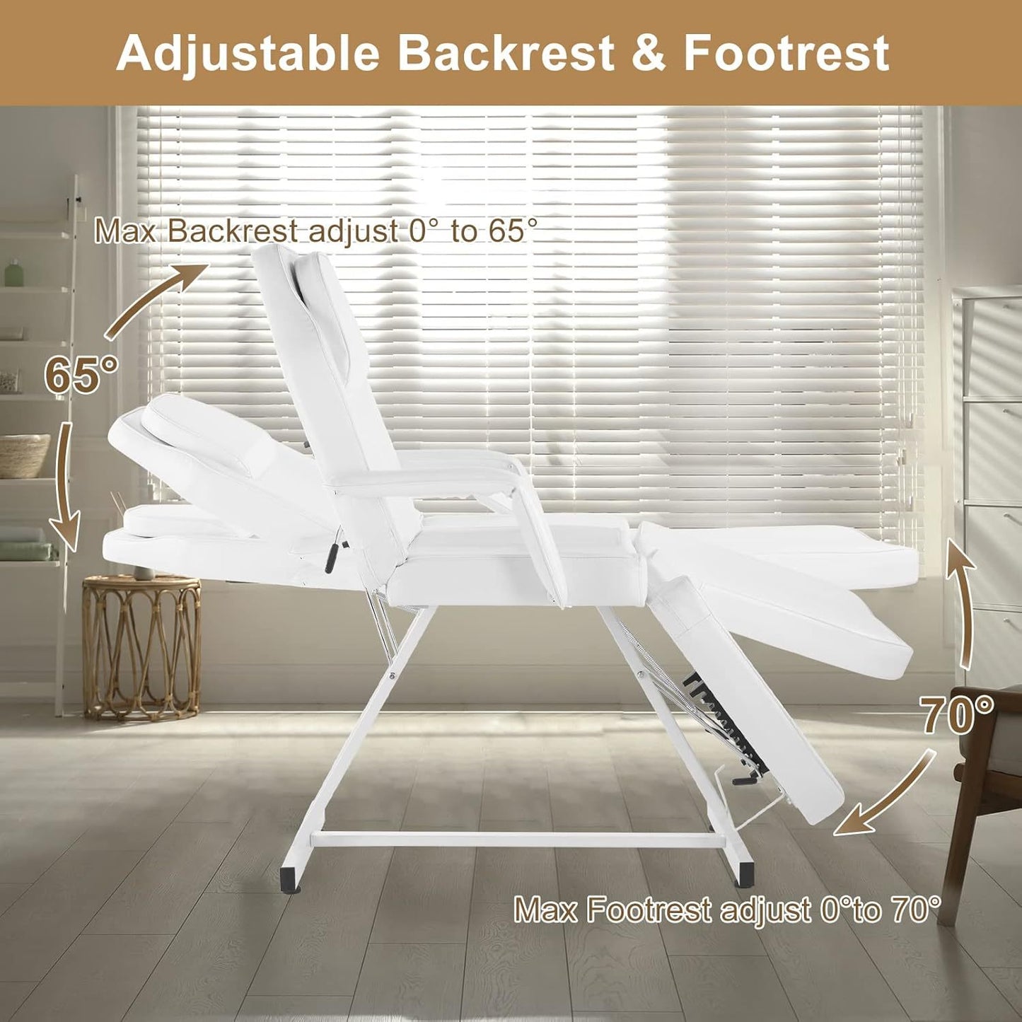 Behandelstoel – Behandelbank – Massagetafel – Gezichtsbed – Salonstoel – Wit – Ergonomisch Ontwerp – Stevig Metalen Frame
