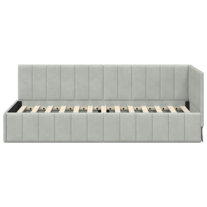 Bedframe – Bed – Eenpersoonsbed – Slaapbank – Kinderbed – Blauw Velvet Hoofdbord – Stevig Plaatmateriaal – Lattenbodem 80x200 cm