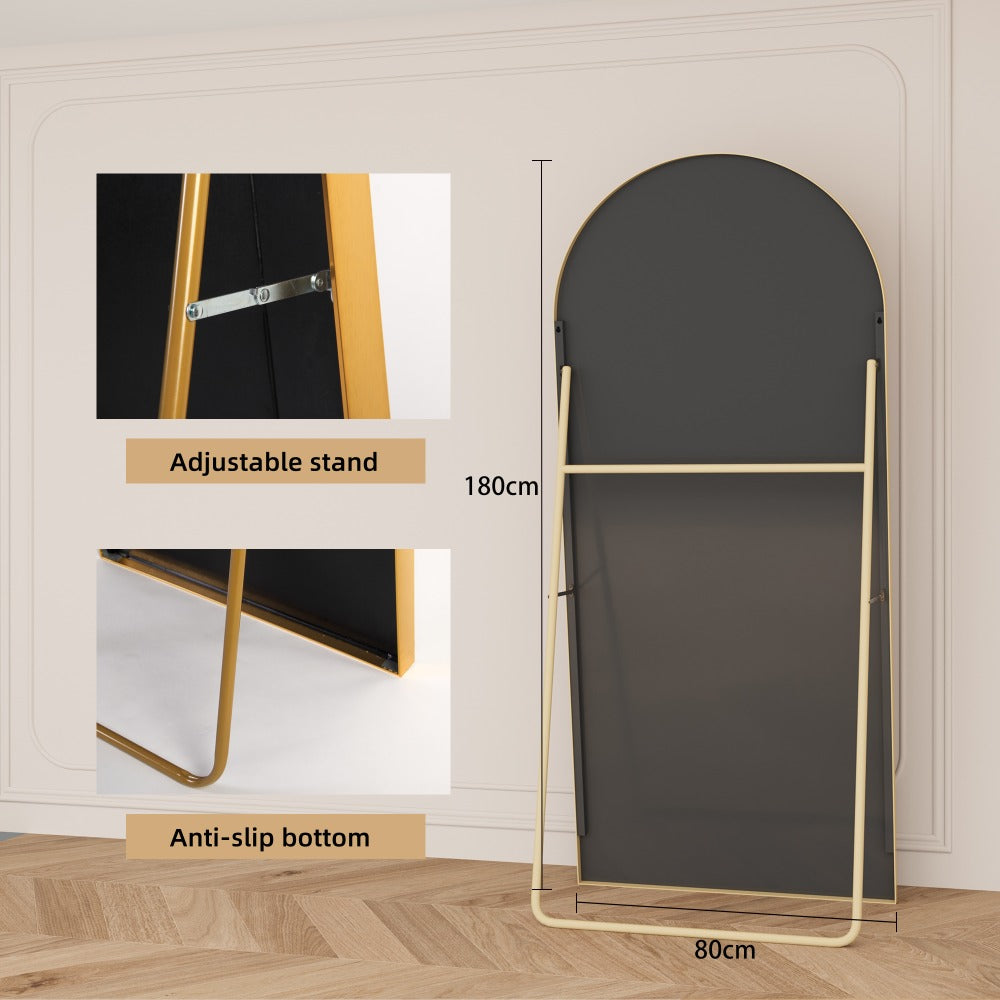Grote Vloerspiegel – Staande Spiegel – Volledige Lengte Spiegel – Rechthoekige Muurspiegel – Grote Spiegel Aluminium Frame Goud – 180x80 cm – Breukbestendig Glas