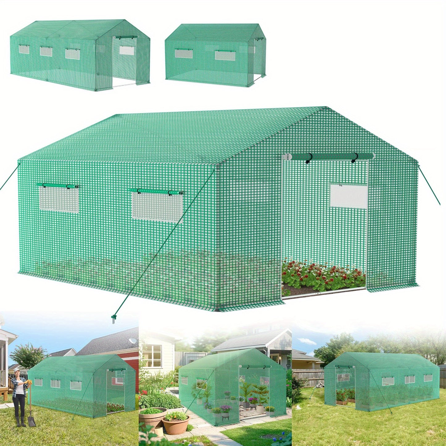 Tuinkas – Kweekkas – Kas – Groeikas – Moestuin Kas – 4,5 x 2 x 2 m – Verzinkt Stalen Frame – Mesh-Bestendige HDPE Cover