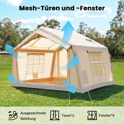 camptent – familietent – kampeertent – festivaltent – opblaasbare tent – 8 m² – geschikt voor 6 personen – snel op te zetten