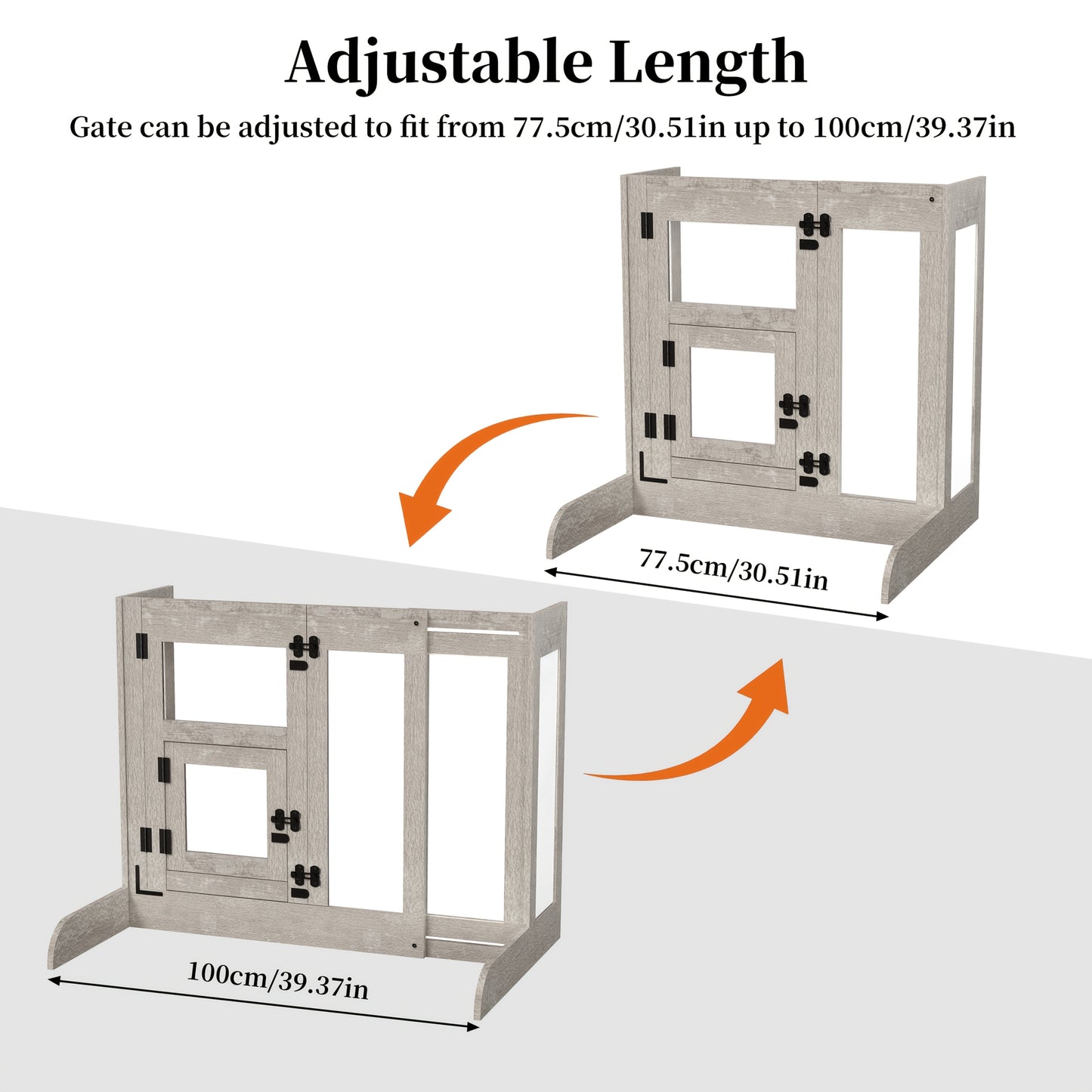 Dog Gate, Dog Fence, 80cm Tall, Extends Up To 100cm Wide, Safety Gate For Doorways, Stairs, Hallways, Indoor/Outdoor