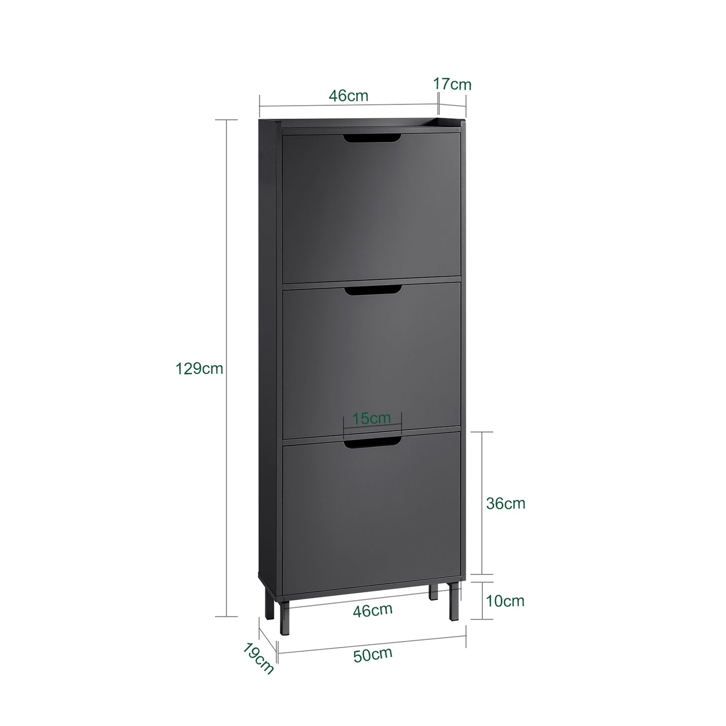 Schoenenkast – Schoenrek – Schoenopberger – Schoenendoos – Hal Kast – 3 Deuren – Compact 19 cm Diep – Ventilerend Ontwerp
