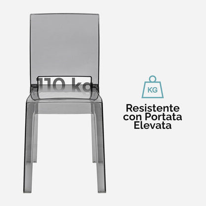 Kunststof Stoel – Transparante Stoel – Kuipstoel – Kruk – Eetkamerstoel – Ergonomische Gebogen Rugleuning – Duurzaam Polycarbonaat – Set van 4