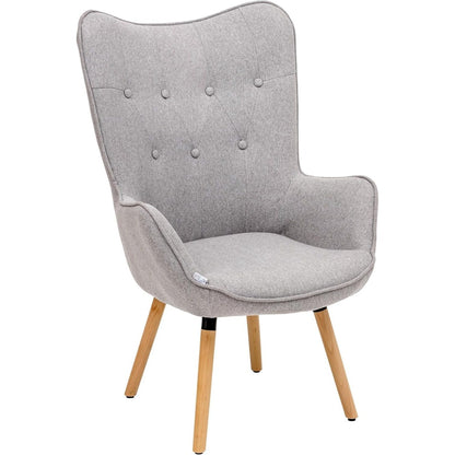 Fauteuil – Armstoel – Leunstoel – Relaxstoel – Loungefauteuil – Ergonomische Hoge Rugleuning – Houten Poten – Stoffen Bekleding – 65x38x105 cm