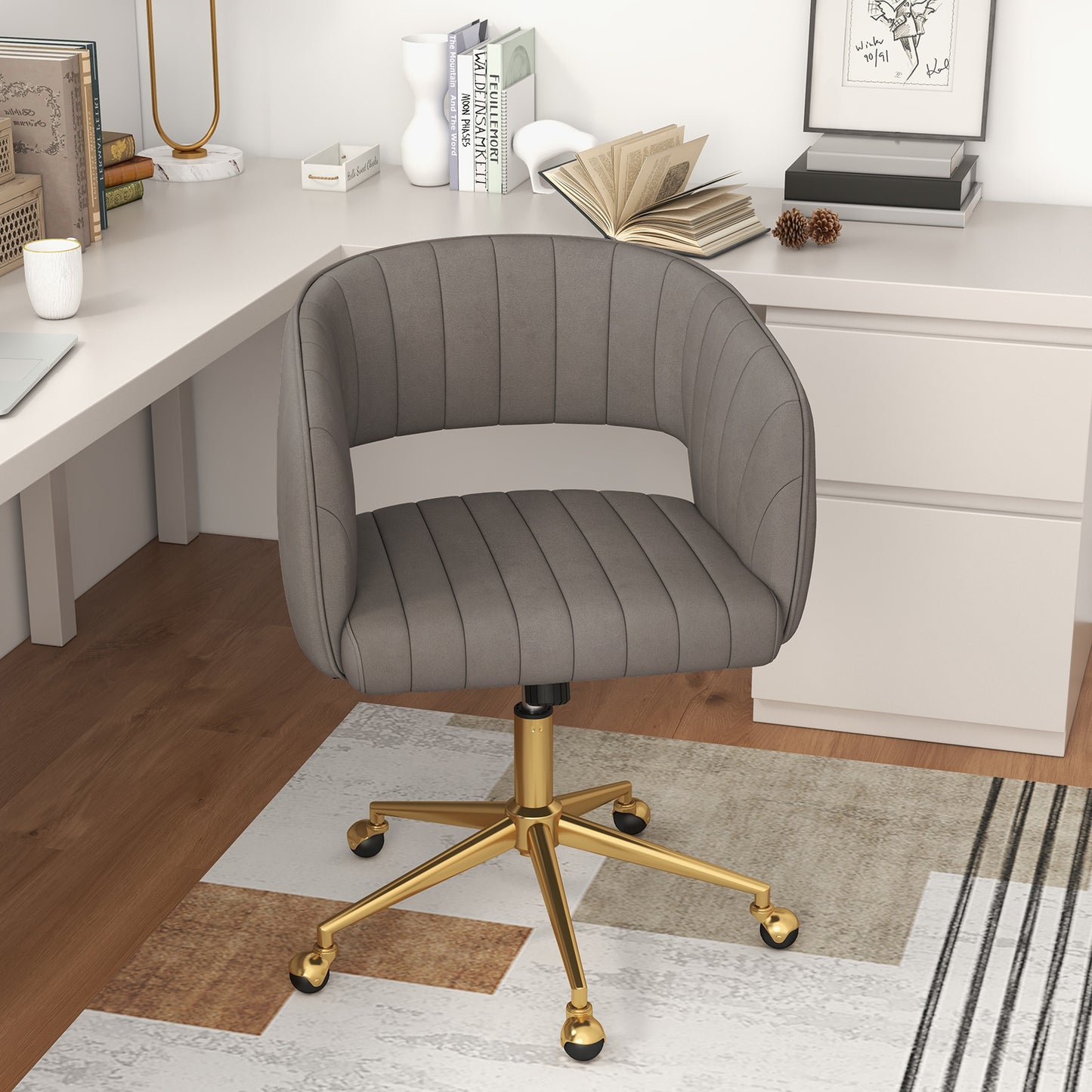 Make-up stoel – make-up kruk – kaptafel stoel – visagie kruk – make-up kruk – Velvet bekleding – Verstelbare zithoogte met wieltjes
