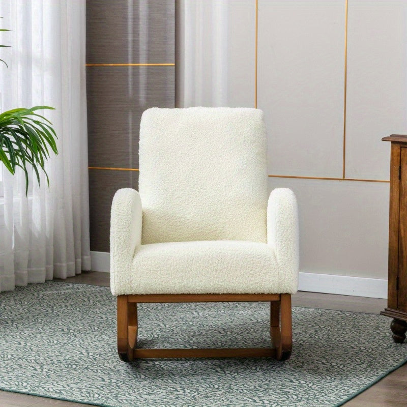 Schommelstoel – Schommelstoel Hooghout – Relaxstoel – Wiegstoel – Lounge Stoel – Metaal Frame – Pluche Bekleding – Ergonomische Rugleuning – Eenvoudige Montage – Geen Stroom Nodig