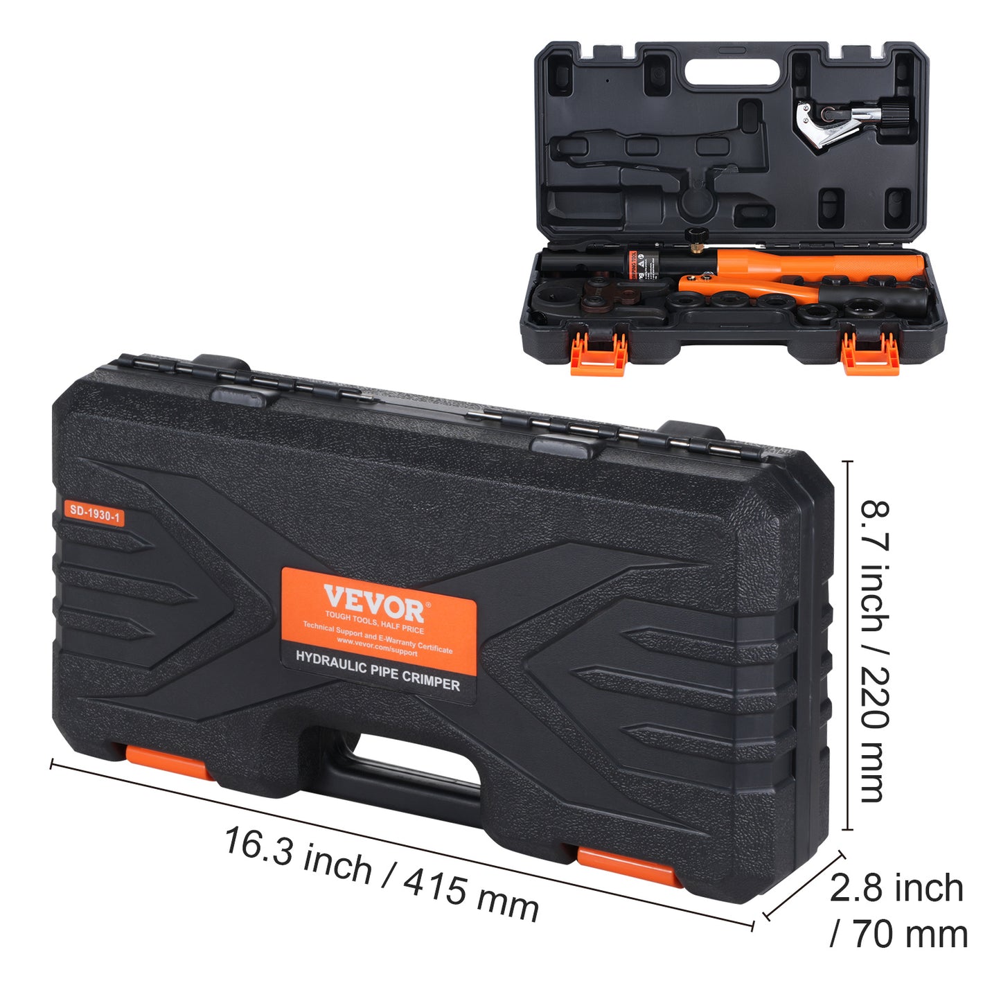 VEVOR Copper Tube Fittings Crimping Tool with V12/15/18/22/28 Jaws 360° Rotate