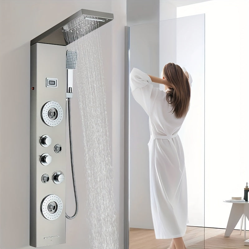 Doucheset – Regenpaneel – Douchekolom – Douchepaneel – Regendouche – 5 Functies – RVS Geborsteld Chroom