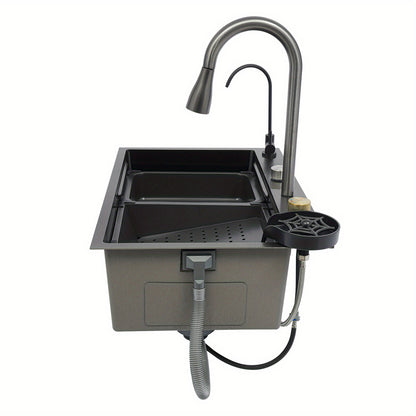 RVS Spoelbak – Keukenbak – Wasbak – Inbouw Spoelbak – Tuin Spoelbak – 68x45x21 cm – 304 Roestvrij Staal – Inclusief Snijplank & Waterzuiveringskraan