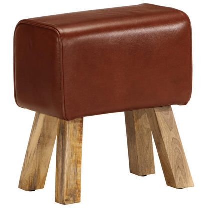 Gymnastics bench 38cm real leather and solid mango wood brown