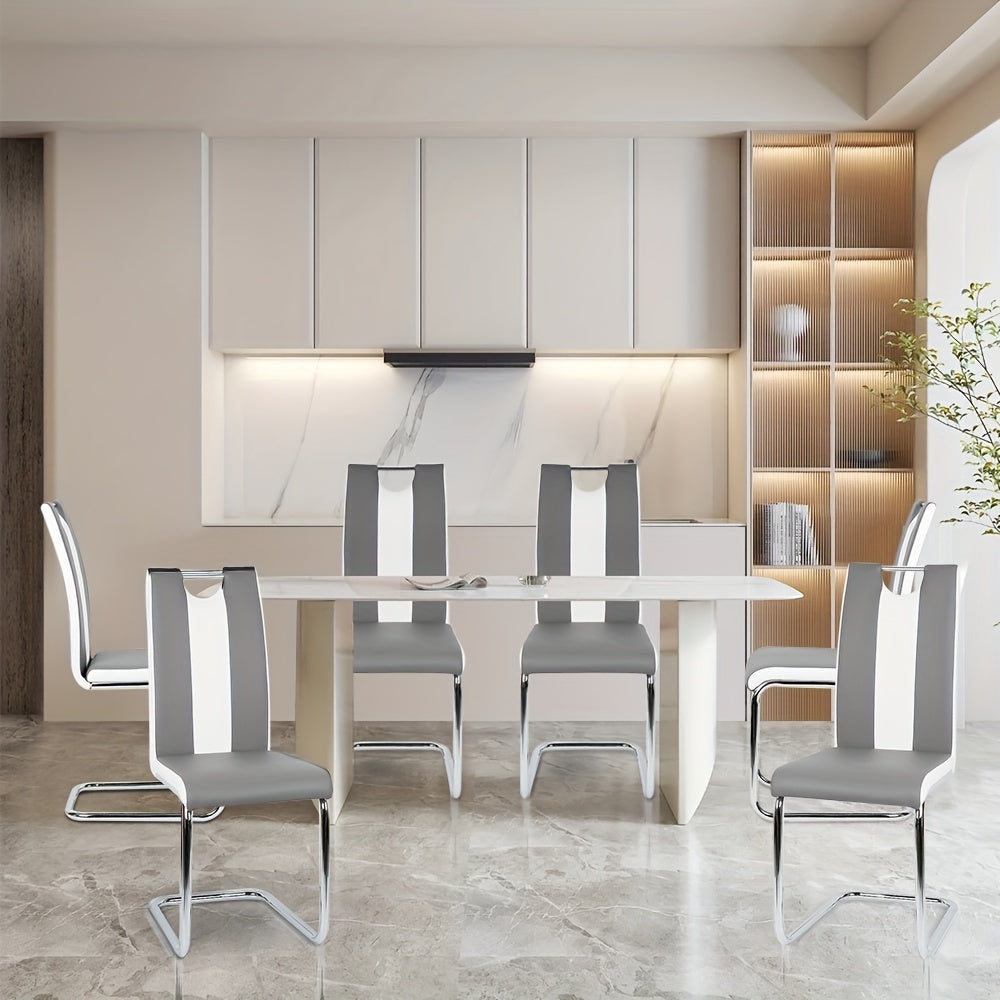 Eetkamerstoel – Stoel – Kuipstoel – Dining Chair – Dinerstoel – Ergonomisch Design – Gestoffeerd Kunstleer – Set Van 4 – 49x39,5x98,5 cm – Met Gebogen Rugleuning