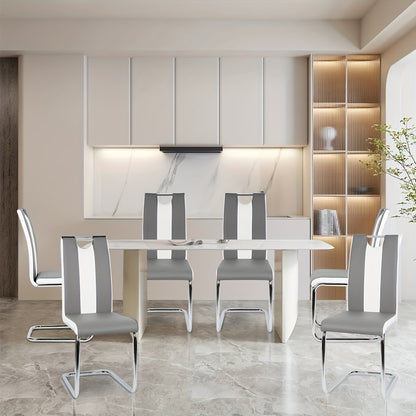 Eetkamerstoel – Stoel – Kuipstoel – Dining Chair – Dinerstoel – Ergonomisch Design – Gestoffeerd Kunstleer – Set Van 4 – 49x39,5x98,5 cm – Met Gebogen Rugleuning