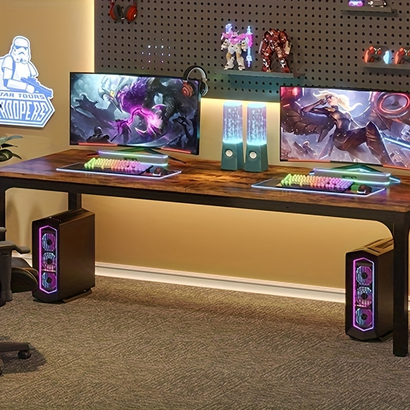 Vergadertafel – Bureautafel – Seminarietafel – Conferentietafel – Kantoortafel – Rustiek bruin MDF – 198x70 cm – Krasbestendig met Stabiel Metalen Onderstel
