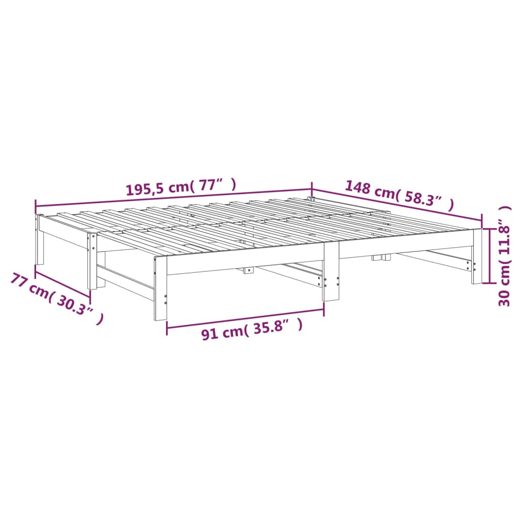 Slaapbank – Slaapstoel – Logeerbed – Bedbank – Zetelbed – Massief Grenenhouten Frame – 205,5x198x30 cm