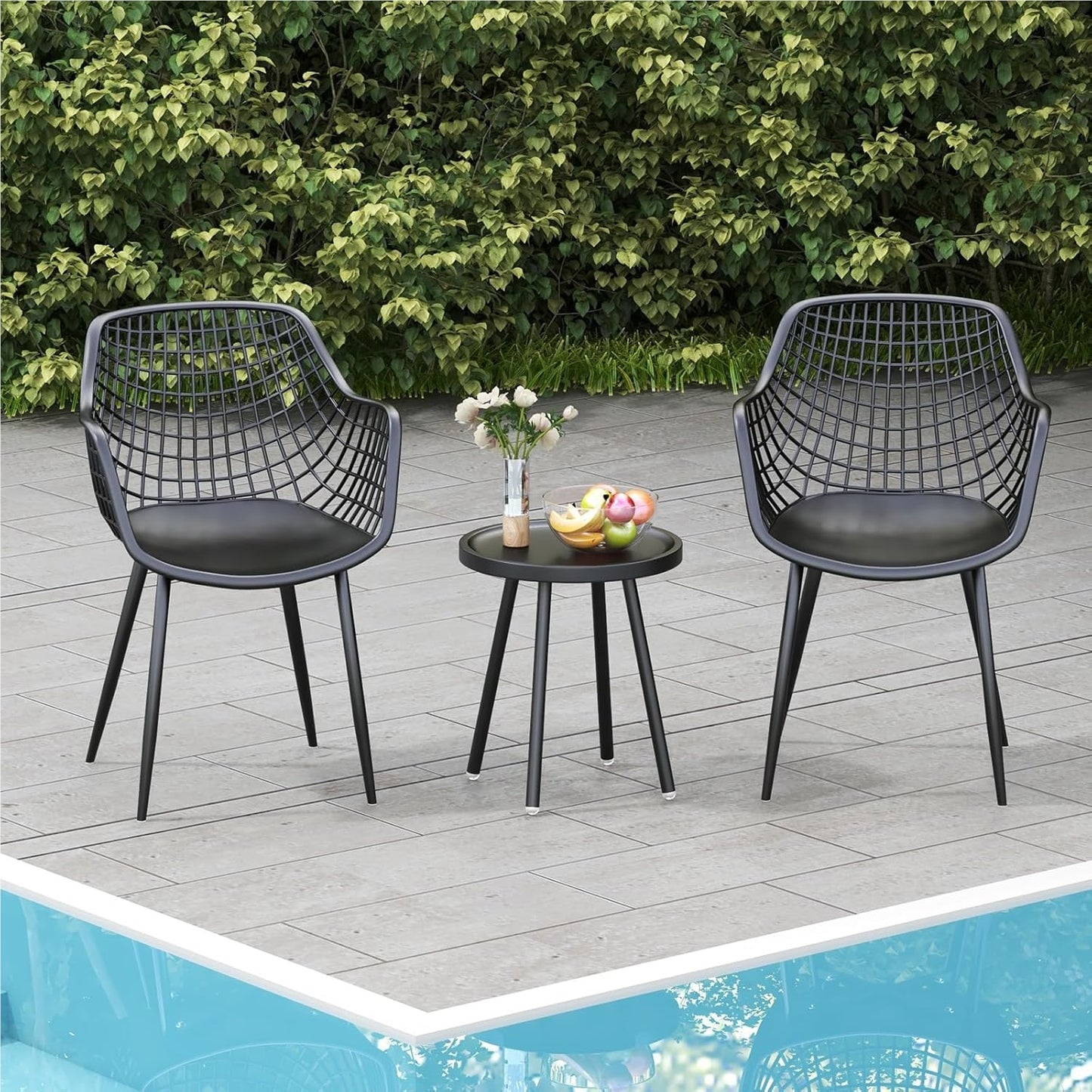 Balkonset – Tuinmeubelset – Balkonmeubelen – Loungeset – Buitenset – Weerbestendig – Met Metalen Frame En Ergonomische Stoelen – Zwart