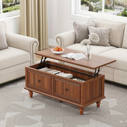 Salontafel – Koffietafel – Bijzettafel – Woonkamertafel – Tafel – Verstelbaar Liftblad – Verborgen Opbergruimte – MDF Walnoot Finishing