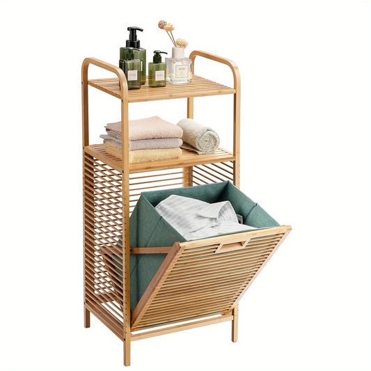 Wasmand – Wasbak – Wasopberger – Wasmand Met Vakjes – Wasmand Met Sortering – Bamboe – 3 Vakken – Afneembare Waszakken