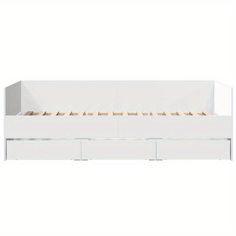 Bedbank – Slaapbank – Slaapsofa – Logeerbed – Sofa Bed – Wit – 90x200 cm – Massief Hout – Met Opberglades
