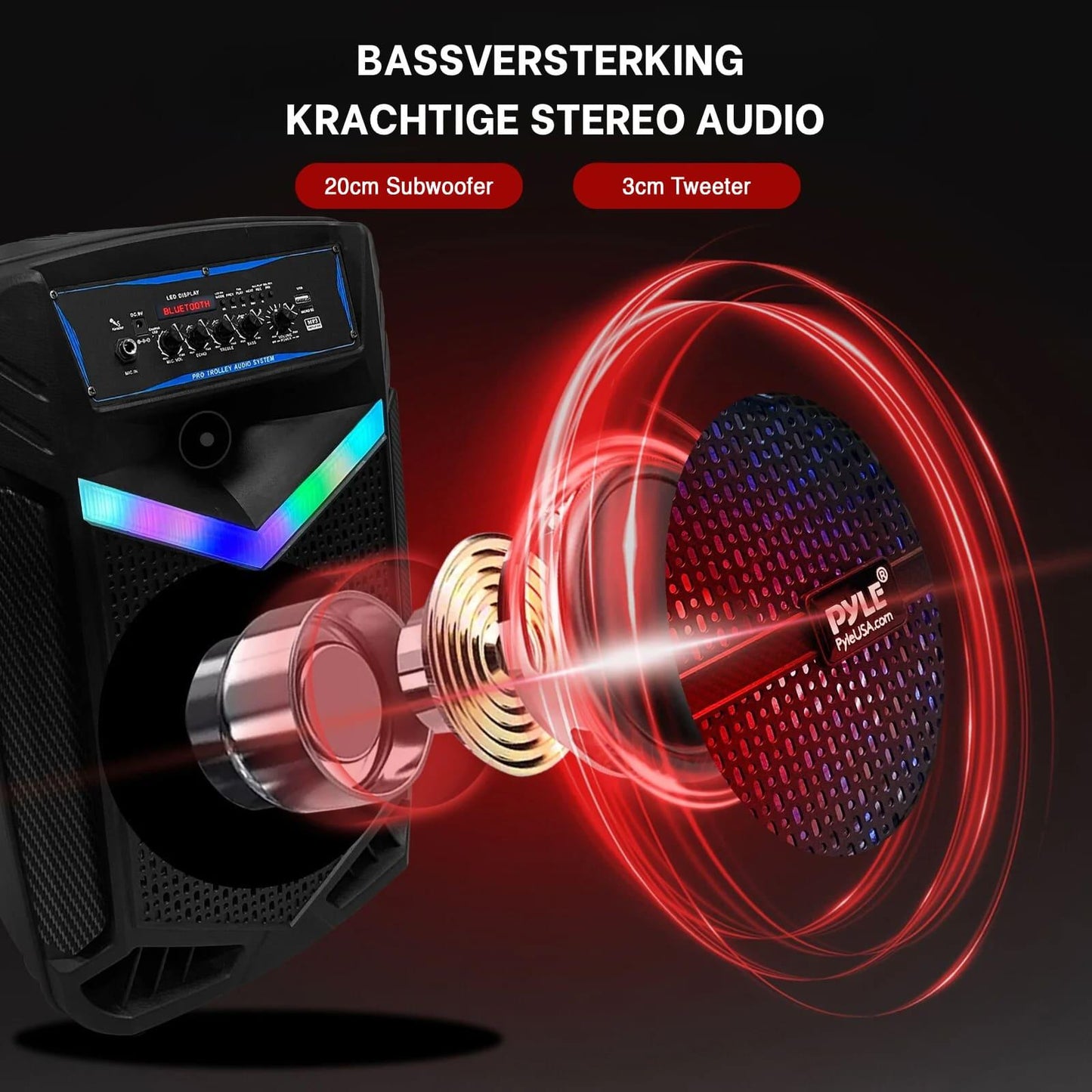 Bluetooth Speaker – Draagbare Speaker – Party Speaker – Bluetooth Box – Feest Speaker – 1200 Watt Piekvermogen – Ingebouwde Disco Verlichting