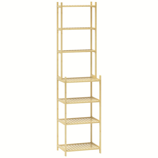 Bamboe kastje – Opbergkast – Badkamerkast – Opbergmeubel – Ladekast – 44x33x180 cm – Vrijstaand – Duurzaam bamboe met stevig metalen frame