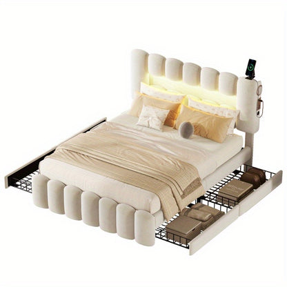 Bedframe – Bed – Platformbed – Opberglades – Slaapbank – Modern Design – Draadloos Stereosysteem – Gemakkelijk Te Monteren